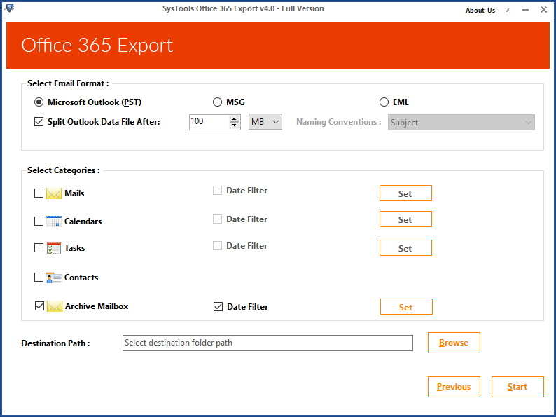 Archive Office 365 Mailbox to PST